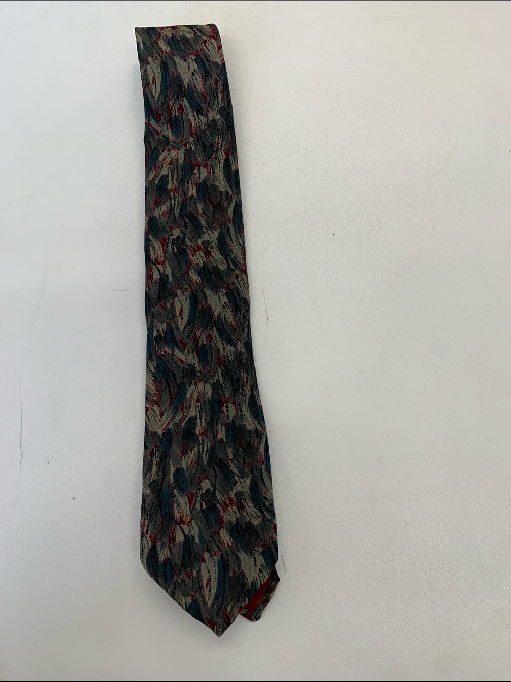 Valentino Multicolor Patterned Tie in Blue, Gray & Red